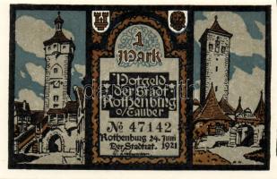 Német Birodalom/Weimari Köztársaság/Rhotenburg 1921. 1M(5x) összesen:5klf db, teljes sor T:I