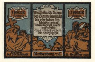 Német Birodalom/Weimari Köztársaság/Rhotenburg 1921. 1M(5x) összesen:5klf db, teljes sor T:I