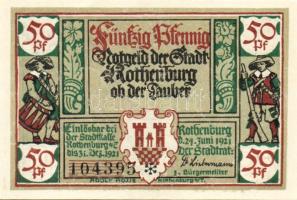 Német Birodalom/Weimari Köztársaság/Rhotenburg 1921. 50Pf(6x) összesen:6klf db, teljes sor T:I