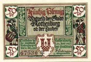Német Birodalom/Weimari Köztársaság/Rhotenburg 1921. 50Pf(6x) összesen:6klf db, teljes sor T:I