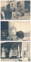 1938 Országjáró Szent Jobb aranyvonata, Szent István Jubileumi Év - 3 db régi fotó képeslap / 3 original photo postcards