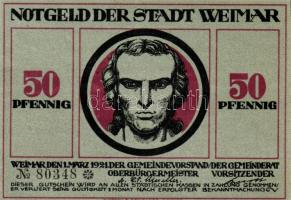 Német Birodalom/Weimari Köztársaság/Weimar 1921. 50Pf(6x)összesen:6klf db, teljes sor T:I