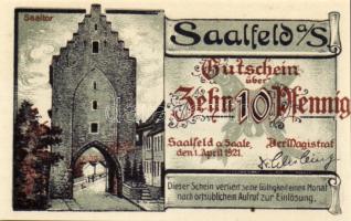 Német Birodalom/Weimari Köztársaság/Saalfeld 1921. 10Pf + 25Pf + 50Pf összesen:3klf db, teljes sor T:I