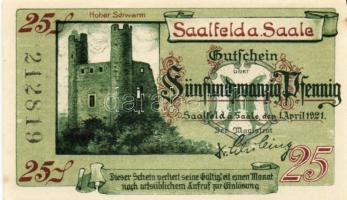 Német Birodalom/Weimari Köztársaság/Saalfeld 1921. 10Pf + 25Pf + 50Pf összesen:3klf db, teljes sor T...