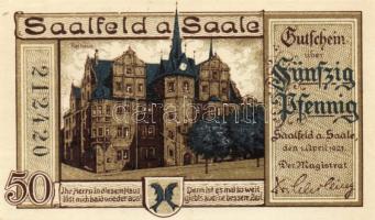 Német Birodalom/Weimari Köztársaság/Saalfeld 1921. 10Pf + 25Pf + 50Pf összesen:3klf db, teljes sor T...