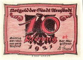 Német Birodalom/Weimari Köztársaság/Arnstadt 1921. 10Pf(6x) összesen:6klf db, teljes sor T:I
