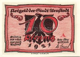 Német Birodalom/Weimari Köztársaság/Arnstadt 1921. 10Pf(6x) összesen:6klf db, teljes sor T:I