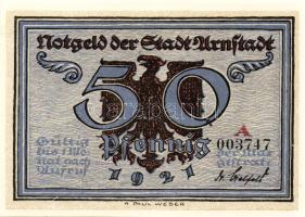 Német Birodalom/Weimari Köztársaság/Arnstadt 1921. 50Pf(6x) összesen:6klf db, teljes sor T:I