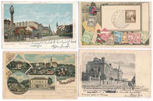 4 db RÉGI magyar városképes lap / 4 pre-1945 Hungarian town-view postcards