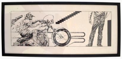 1984 Helényi Tibor (1946-2014): Átló. Szerigráfia, papír, jelzett, üvegezett keretben, 18×50 cm