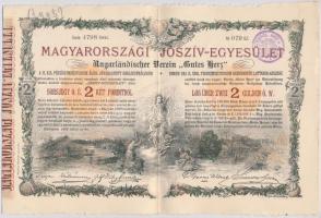 Budapest 1888. "Magyarországi Jószív-Egyesület" (4x) sorsjegykölcsön 2Ft-ról, szárazpecsét...