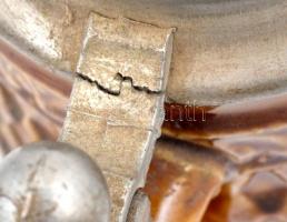 Ón fedeles mázas kerámia kulacs. Sérült ón rész. 16 cm