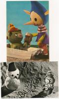 12 db MODERN báb rajzfilm motívumlap / 12 modern puppet cartoon motive postcards