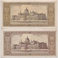 1946. 1.000.000MP (2x) elcsúszott nyomat és támpéldány + 100.000.000P (2x) elcsúszott nyomat és támp...
