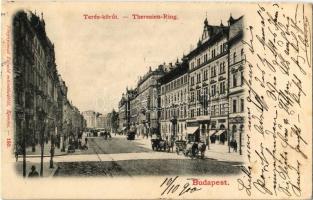 1900 Budapest VI. Teréz körút, Mátrai Feik és Társa üzlete, villamos, Nyugati pályaudvar. Fénynyomat Divald műintézetéből 150. (EK)