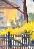 Sostarics Lajos (1896-1968): Óbuda: Szőlőskert utca az 1950-es években. Akvarell, papír, 30x24 cm