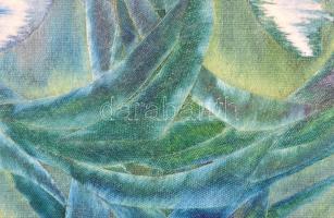 Macskássy Izolda (1945- ): Két arc. vegyes technika, selyempapír, jelzett, keretben. 14,5-14,5 cm