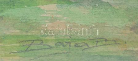 Baja Béla (1940-?): Városszél. Akvarell, papír. Jelzett. Üvegezett keretben 26x19 cm