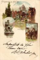 1898 Nürnberg with Synagogue Litho