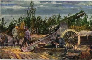 Nehéz várágyú a Nida mellett / Weltkrieg 1914-1915. Schweres Festungsgeschütz an der Nida / WWI Austro-Hungarian K.u.K. military, heavy siege artillery