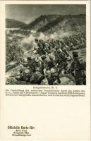 Kriegsbildkarte Nr. 3. Die Vernichtung der serbischen Timokdivision durch die Armee des G. d. I. Frank am 6. September: Unsere Truppen machten 5000 Gefangene, töteten eine fast gleiche Anzahl Serben un eroberten viel Kriegsmaterial. Kriegshilfsbüro / WWI Austro-Hungarian K.u.K. and German military art postcard. The destruction of the Serb Timok Division by the army of G. d. I. Frank on September 6: The troops made 5,000 prisoners, killed an almost equal number of Serbs and conquered war material