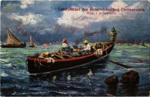 Unterstützet den Österreichischen Flottenverein, Wien I. Stubenbastei. H.K. & Co. M. Serie 466. Marke Palette / Austro-Hungarian Navy art postcard