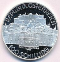 Ausztria 1991. 100Sch Ag "Mozart-Salzburg" bársony dísztokban, tanúsítvánnyal T:PP Austria...