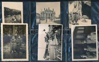 1945 előtti katonai fotók, 6 db különféle időpontban és eltérő helyszíneken készült vintage fénykép, 6x5 cm és 9x6,5 cm között
