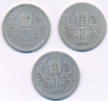 Ausztria 1893-1896. 1K Ag "Ferenc József" (3xklf) T:3 Austria 1893-1896. 1 Corona Ag &quot...