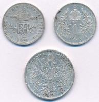 Ausztria 1908. 1K Ag "Ferenc József - Jubileum" + 1912. 2K Ag "Ferenc József" +1...