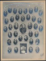 1931 Nagyváradi Polgárok Mária Kongregációjának tagjai, kistabló nevesített portrékkal, kasírozva, 24x18 cm