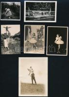 cca 1945 előtt készült felvételek, 8 db vintage fotó Heltai Sándorné táncosnő hagyatékából, 6x6 cm és 9x14 cm között