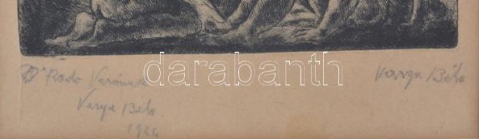 Mágori Varga Béla (1897-?): Fohászkodók. Rézkarc, papír, jelzett, kis gyűrődéssel, üvegezett keretbe...