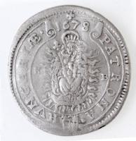 1678K-B 15kr Ag "I. Lipót" Körmöcbánya (5,83g) T:2- kissé hullámos / Hungary 1678K-B 15 Kr...