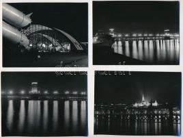 cca 1967 Budapest éjjel, 11 db vintage fotó a városról, 9x12 cm