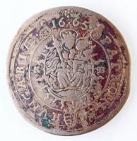 1665K-B 15kr Ag "I. Lipót" (5,92g) T:2,2- hajlott lemez, patina, enyhe karc
Hungary 1665K...