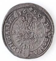 1680K-B 15kr Ag "I. Lipót" lapkavég (5,38g) T:2,2- anyaghiba Hungary 1680K-B 15 Kreuzer Ag...