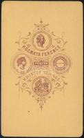 cca 1870 Pest, Kozmata Ferencz (1864-1902) fényképész műtermében készült, vizitkártya méretű vintage...