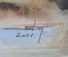 Baja Béla (1940-?): Vízitúra. Akvarell, papír. Jelzett. Üvegezett keretben 26x18 cm