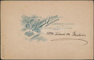 1897 Miskolc, Szinay István (?-?) miskolci fényképész műtermében készült, kabinetfotó méretű vintage...