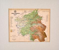 1893 Bihar vármegye térképe,1:600.000, tervezte: Gönczy Pál, Pallas Nagy Lexikona, Bp., Posner, paszpartuban, 22x28 cm