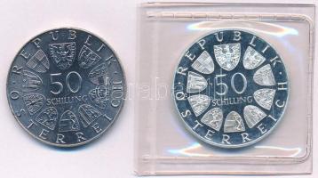 Ausztria 1973. 50Sch Ag "500 éves a Bummerl Ház" + 1974. 50Sch Ag "50 éves az osztrák...