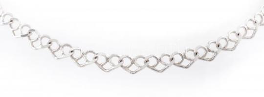 Ezüst(Ag) szívmintás nyaklánc, jelzett, h: 42 cm, nettó: 8,2 g