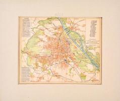 cca 1900 Bécs térképe, Pallas Nagy Lexikona, Bp., Pallas, paszpartuban, 22x28 cm