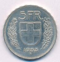 Svájc 1933B 5Fr Ag T:1-,2 Switzerland 1933B 5 Francs Ag C:AU,XF Krause KM#40