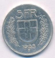 Svájc 1935B 5Fr Ag T:1-,2 Switzerland 1935B 5 Francs Ag C:AU,XF Krause KM#40