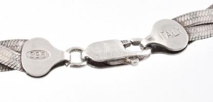 Ezüst(Ag) fonott lapos nyaklánc, jelzett, h: 41 cm, nettó: 18,2 g