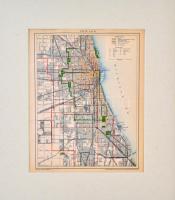 cca 1900 Chicago város térképe, Pallas Nagy Lexikona, Bp., Posner, paszpartuban, 28x23 cm