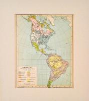 cca 1900 Amerika ethnográfiai állapotának térképe, Pallas Nagy Lexikona, Bp., Posner, paszpartuban, 28x23 cm