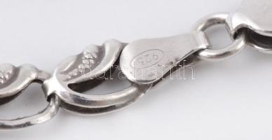 Ezüst(Ag) legyezőmintás áttört nyaklánc, jelzett, h: 47 cm, nettó: 7,2 g